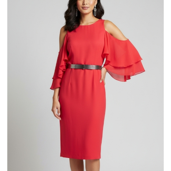 Halston Heritage Dresses & Skirts - Halston Heritage Fushia Asymmetrical Sheath Dress